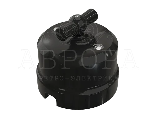 Переключатель фарфор d65*62 проходной поворотный Аврора (черный) МезонинЪ GE70405-05