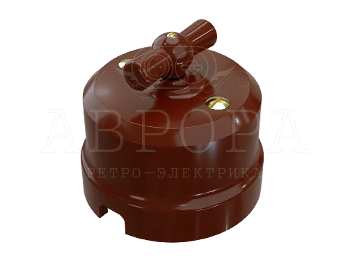 Переключатель фарфор d65*62 проходной поворотный Аврора (корич.) МезонинЪ GE70405-04