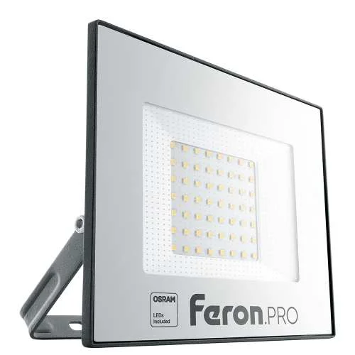 Прожектор светодиодный 50W 6400K 5000Лм IP65 черный, LL-1000 Feron.PRO (Osram) арт. 41540