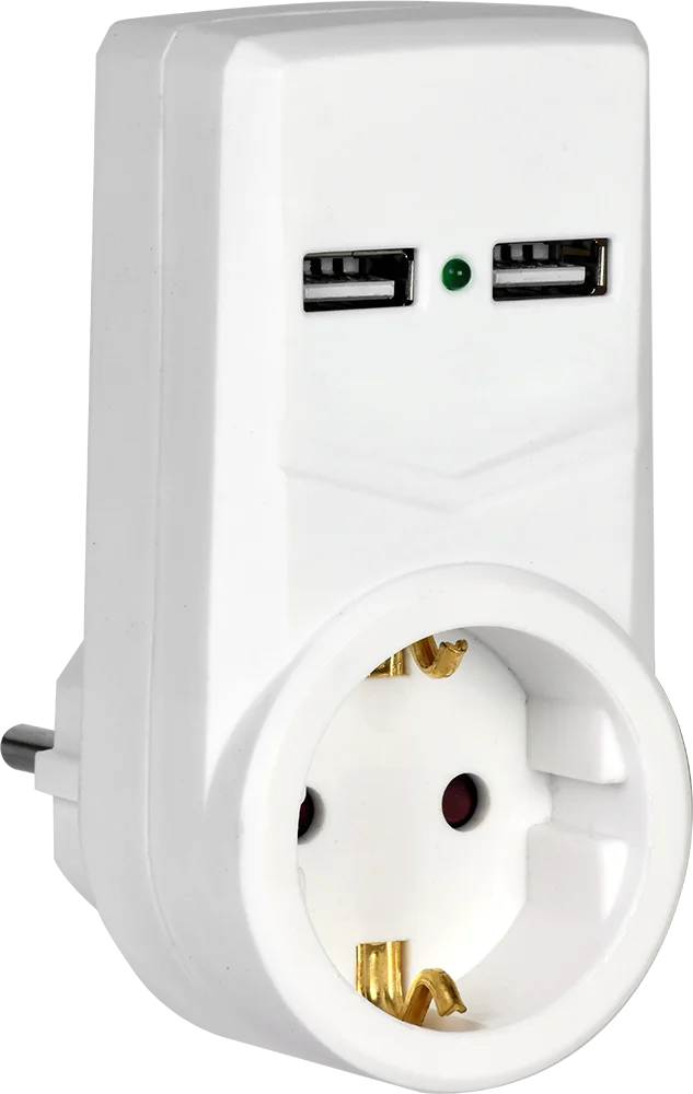Разветвитель 1-м с/з 16А + 2хUSB 2,1А (белый) IEK WTP10-16-01-ZKU-K01