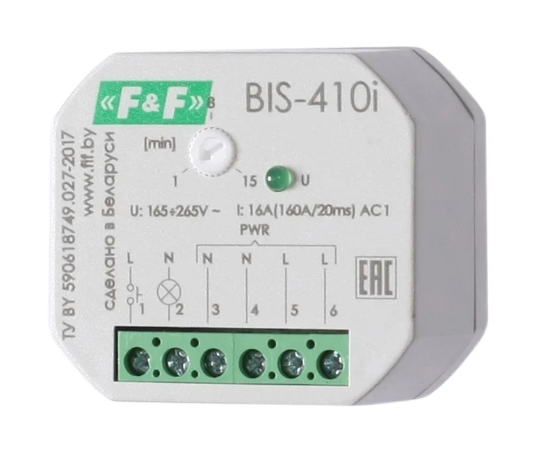 Реле импульсное BIS-410i 100-265 В AC 16 А Задержка отключения (регулируемая)1-15 мин