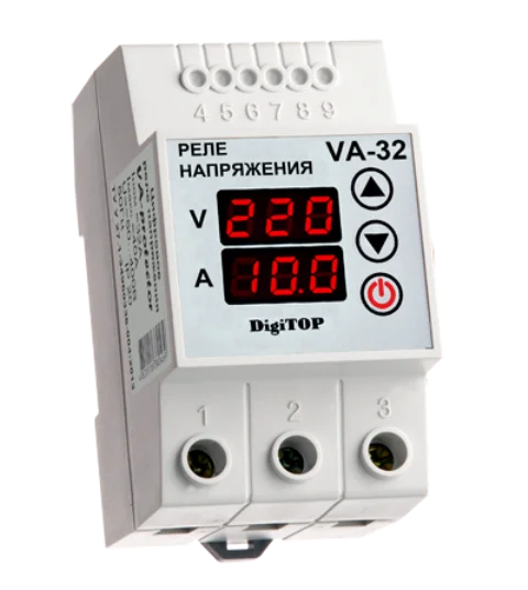 Реле напряжения VA-32 Напряжение : 0-400V, Погрешность не более 5 В, Макс. ток 32А, DIGITOP