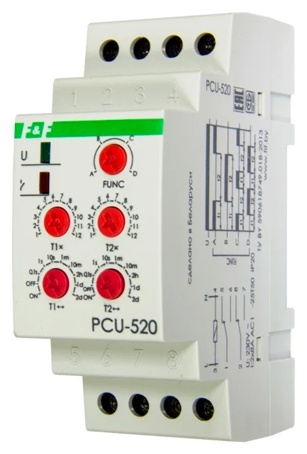 Реле времени прогр. PCU-520 ЕА02.001.012 230V 2х8А 2Р IP20 многофункциональное, с 2 независимыми выд