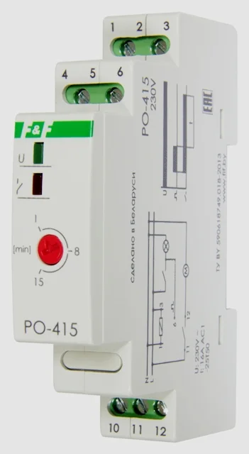Реле времени програм. PO-415 230V 16А 1Р IP20 с задержкой выкл.управ.контактом ЕА02.001.018