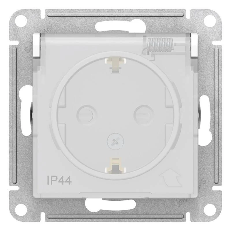 Розетка 1-м СП с/з шторк/прозр.крышк. AtlasDesign Aqua 16А IP44 механизм бел. SE ATN440146