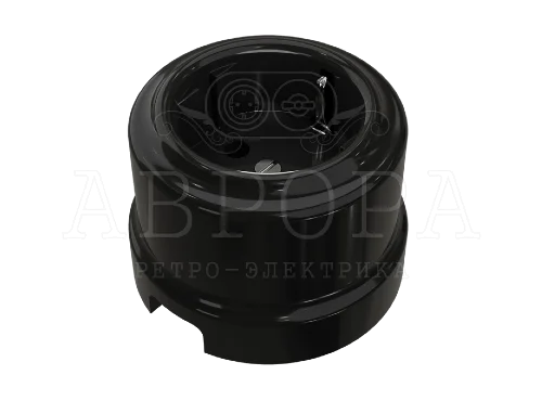 Розетка фарфор 1-м с/з Аврора 16А (черный) МезонинЪ GE70302-05