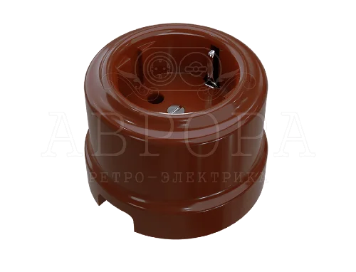 Розетка фарфор 1-м с/з Аврора 16А (корич.) МезонинЪ GE70302-04