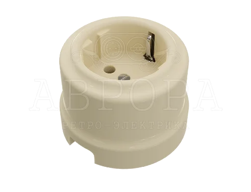 Розетка фарфор 1-м с/з Аврора 16А (слон. кость) МезонинЪ GE70302-02