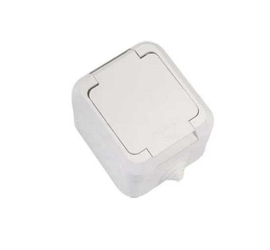 Розетка о/п 1-м с/з с крышкой Nemliyer 16А IP44 (белая) Makel 18304