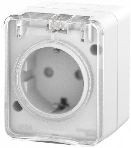 Розетка о/п 1-м с/з с/ш с проз. крышкой AtlasDesign Profi54 16А IP54 (белая) SchE ATN540145