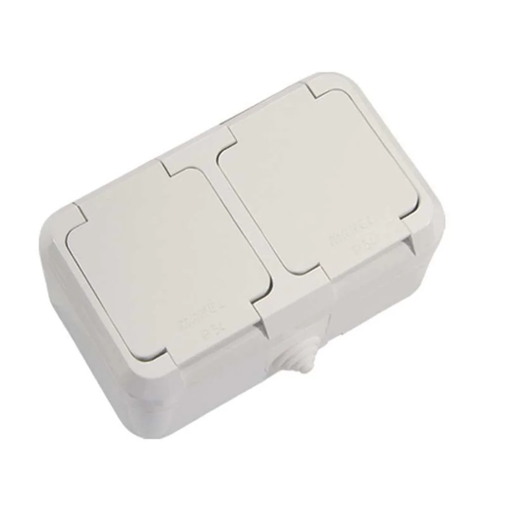 Розетка о/п 2-м с/з с крышкой Nemliyer 16А IP44 (белая) Makel 18354