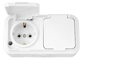 Розетка о/п 2-м с/з с крышкой Пралеска 16А IP54 (белая) Bylectrica (Минск) РА16-303