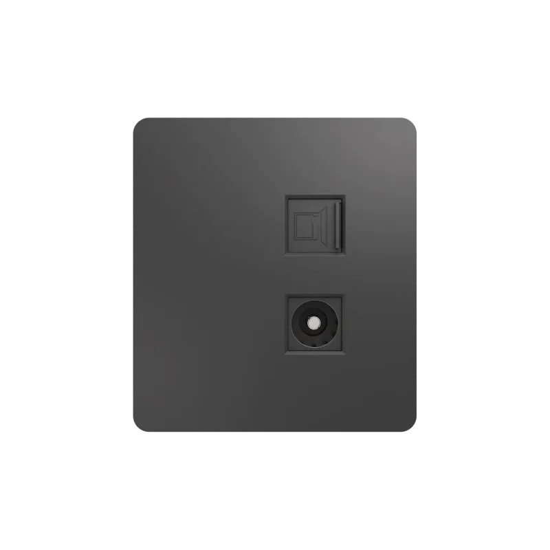 Розетка ROUND компьютерная RJ45 кат6 + TV с/у титан KRANZ
