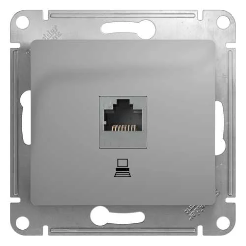 Розетка с/п 1-м Glossa компьют. RJ45 кат.5E механизм алюм. SE GSL000381K