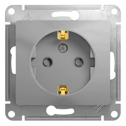 Розетка с/п 1-м с/з с/ш Glossa 16А IP20 механизм алюм. SE GSL000345