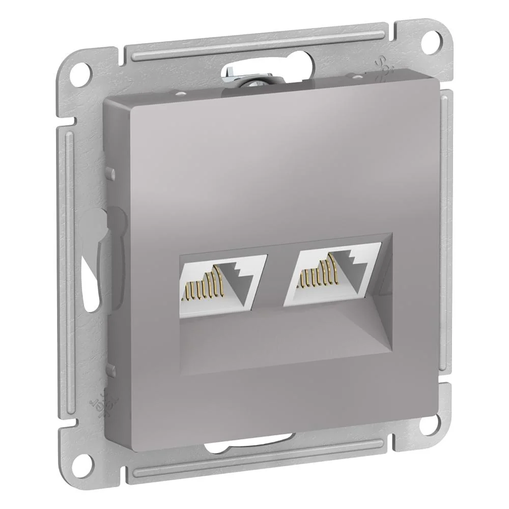 Розетка с/п RJ45х2 кат.5е UTP AtlasDesign (алюминий) SchE ATN000385