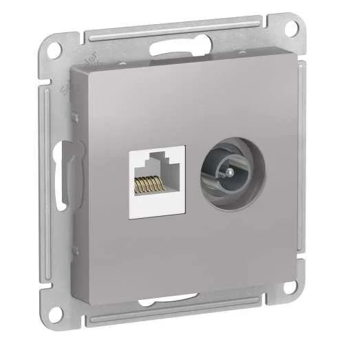 Розетка с/п TV + RJ45 кат.5е UTP AtlasDesign (алюминий) SE ATN000389
