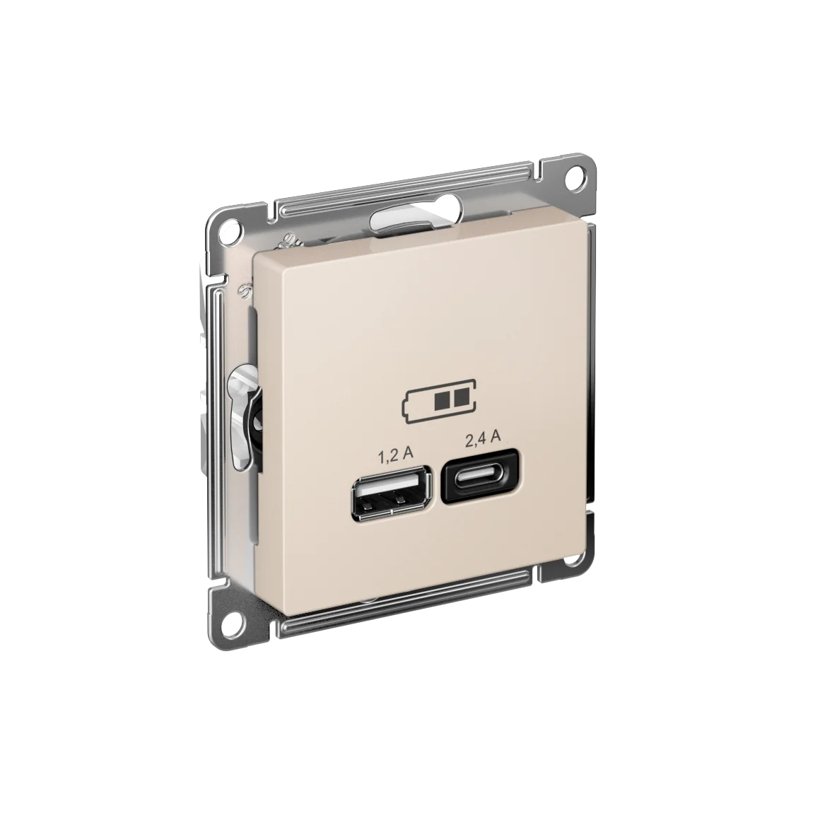 Розетка с/п USB AtlasDesign тип A+C 5В/2.4А 2х5В/1.2А механизм беж. SE ATN000239