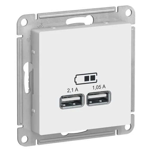 Розетка с/п USBх2 AtlasDesign 2,1х1,05 механизм бел. SE ATN000133