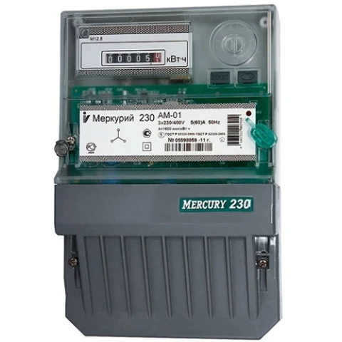 Счетчик Меркурий 3ф 5-60А 230 AM-01 380V однотарифный