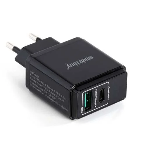 Сетевое ЗУ , быстрая зарядка, 3.6 А, 2 USB порта, PD и QC, дисплей, 18 Вт (SBP-2320) нп