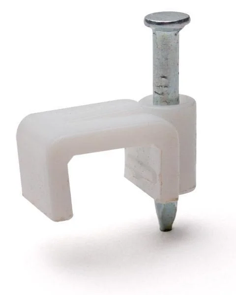 Скоба пластиковая плоская СПП-08 d8 (40шт.) Fortisflex 49452 белый СНЯТЫ