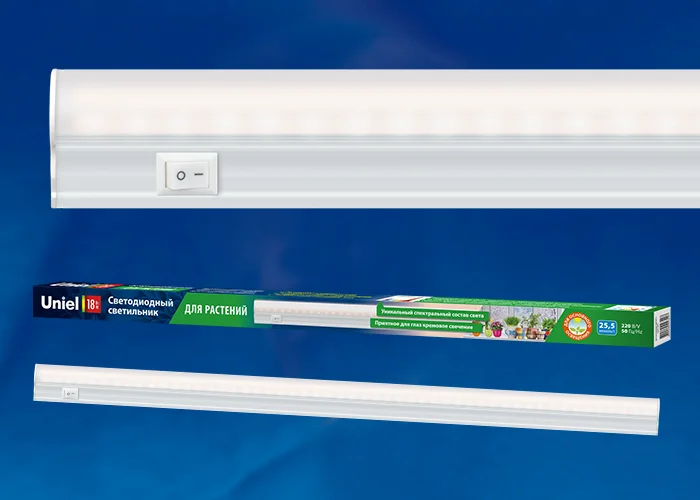 Светильник для растений led Uniel ULI-P10-18W/SPFR IP40, 550мм, Для Фотосинтеза,Полноспектр. (Белый)