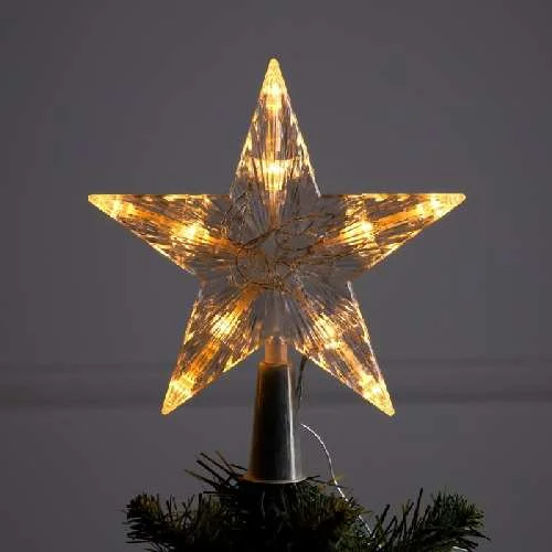 Светодиодная верхушка на ёлку «Звезда белая» 16см, 10 LED, батарейки ААх2 (н/компл), свечение тёплое