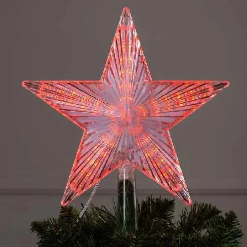 Светодиодная верхушка на ёлку «Звезда белая» 22см, 30 LED, провод 2м, 220В, свечение красное, 135407