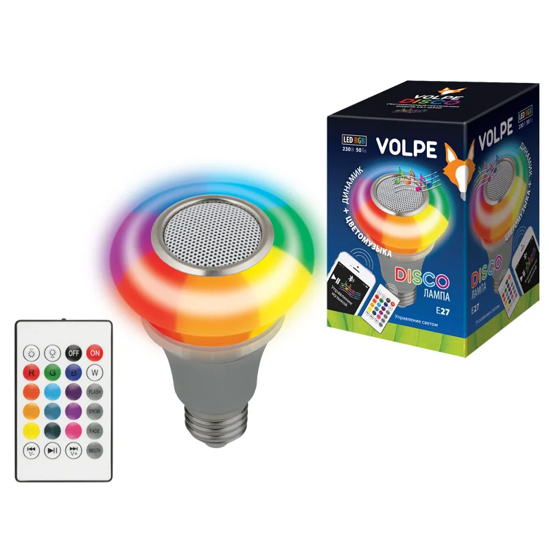Светодиодный светильник Диско, с динамиком и Bluetooth. 220В. Серебристый ULI-Q340 5W/RGB/E27 SILVER