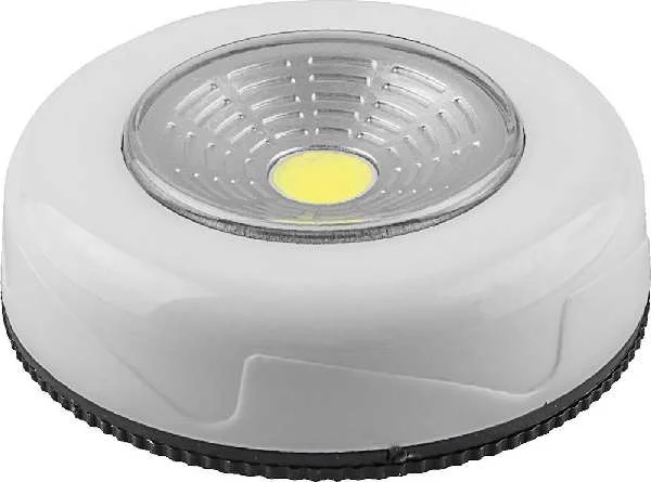 Светодиодный светильник-кнопка  (1шт в блистере) 1LED 2W (3*AAA в комплект не входят),  68*18  23373