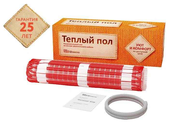 Теплый пол нагревательный мат двухжильный 9,0кв.м 1360вт Warmstad
