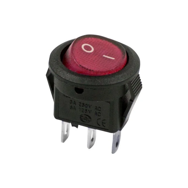 Выключатель клавишный круглый 250V 3А (2с) ON-OFF красный Micro REXANT 36-2511