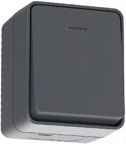 Выключатель о/п 1-кл с индик. AtlasDesign Profi54 10А IP54 (антрацит) SchE ATN544013