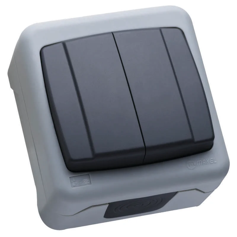 Выключатель о/п 2-кл Nemliyer 10А IP55 (серая) с пружинным зажимом Makel 36064103